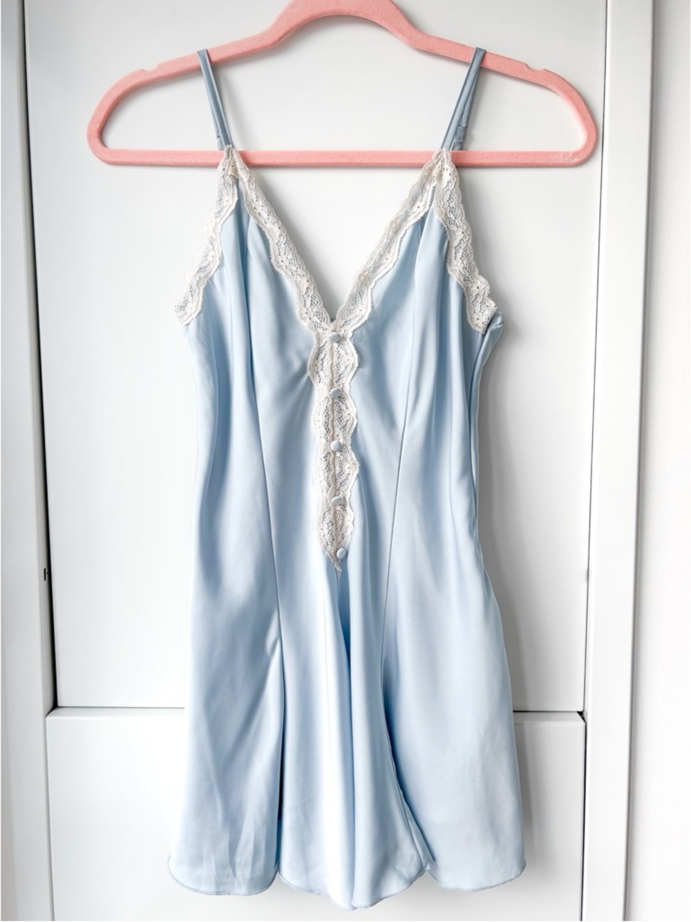 Light blue satin babydoll nightie dress